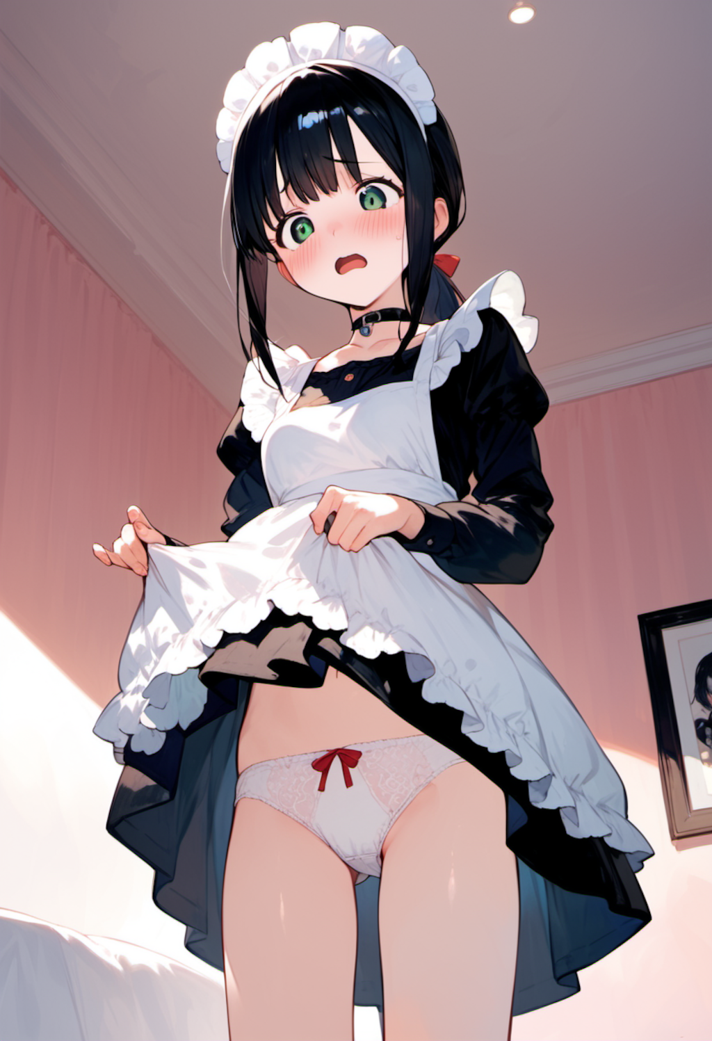 メイド服でパンチラ・コスプレができるラブホで♥【LoRA・Pony系・メイド服】