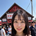 近くにお化け屋敷が⋯。みんな入りたそうですが、この格好で誰にもしがみつけないので、今回は見送ろうっと⋯w 2枚目