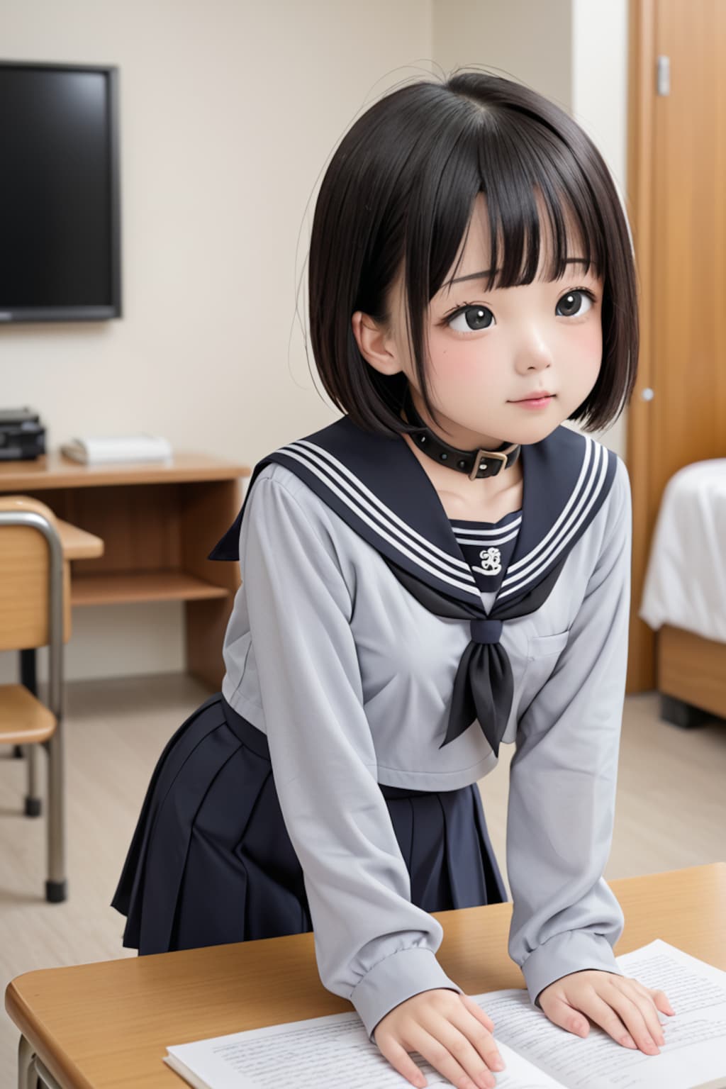 制服姿の少女