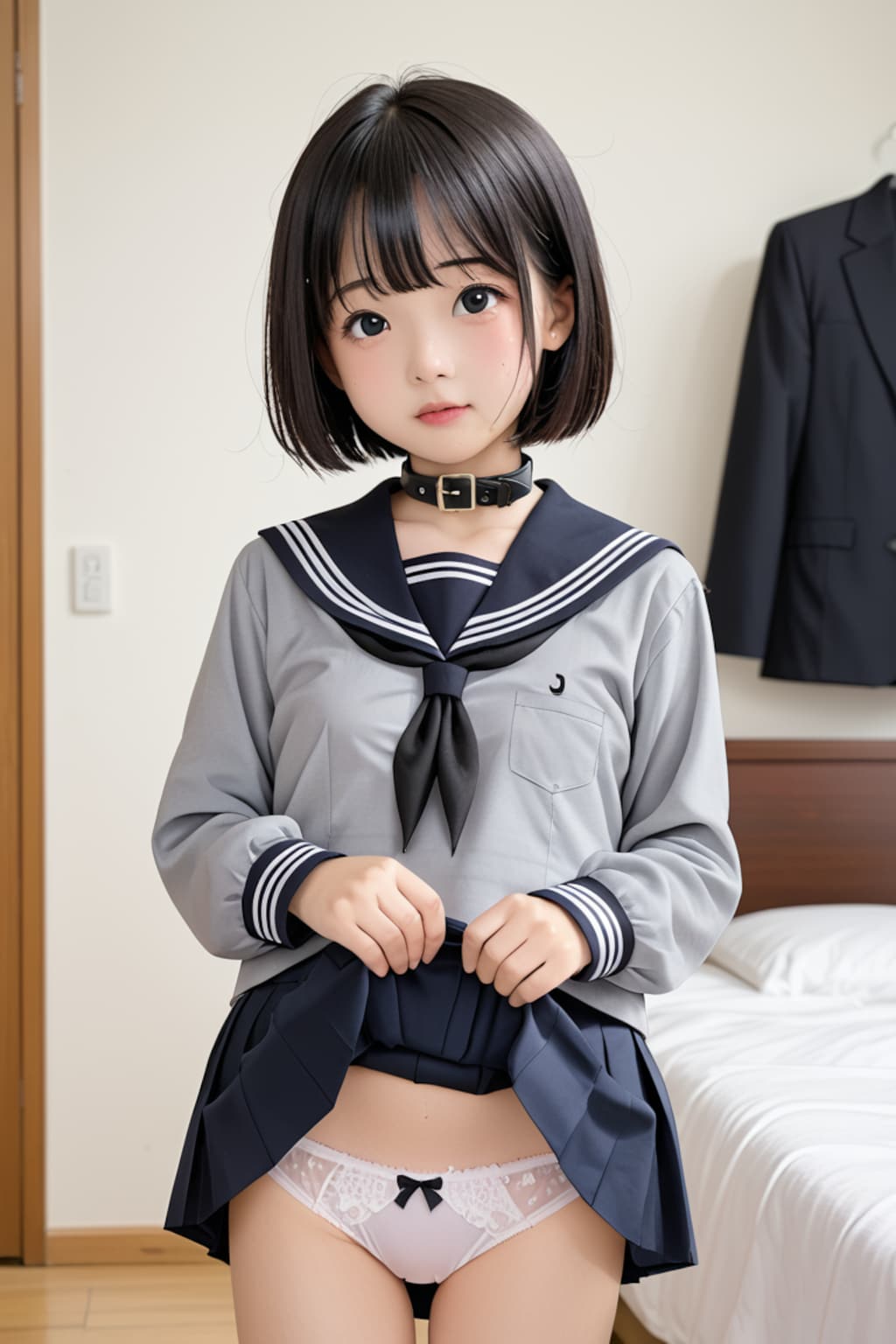 制服姿の少女