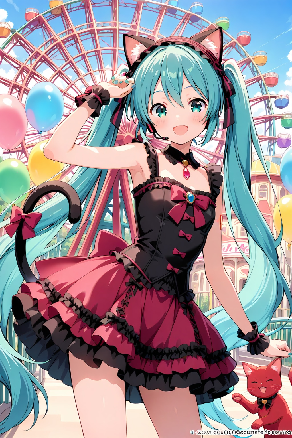 ゴシックな衣装の猫耳ミク