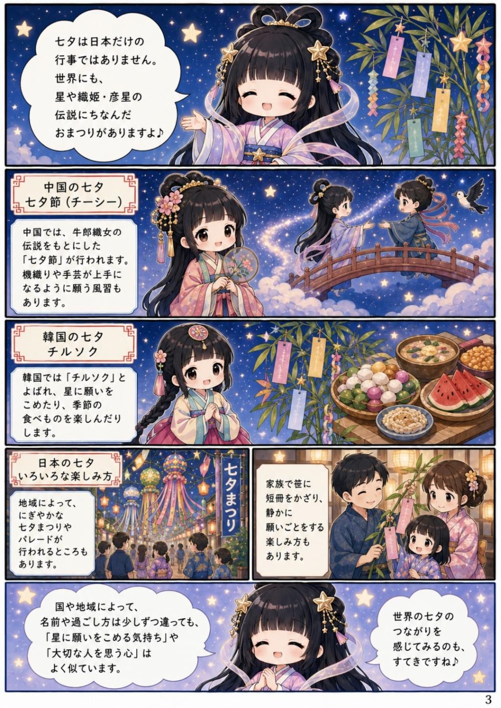 織姫が解説する世界の七夕学習漫画