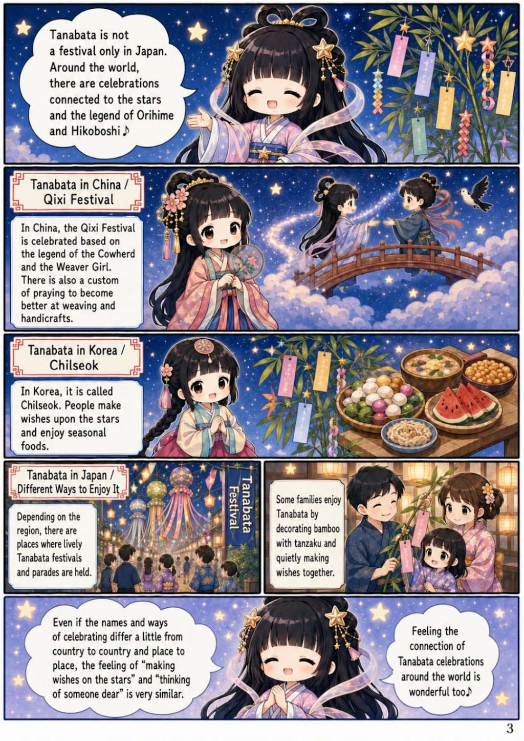 織姫が解説する世界の七夕学習漫画
