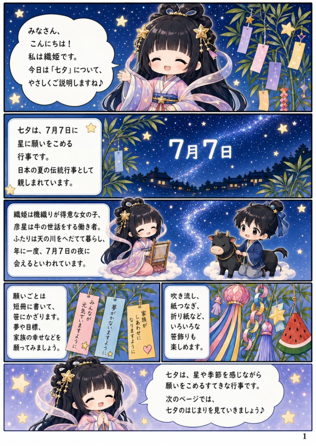 織姫が解説する世界の七夕学習漫画