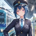青髪の駅員さん 2枚目