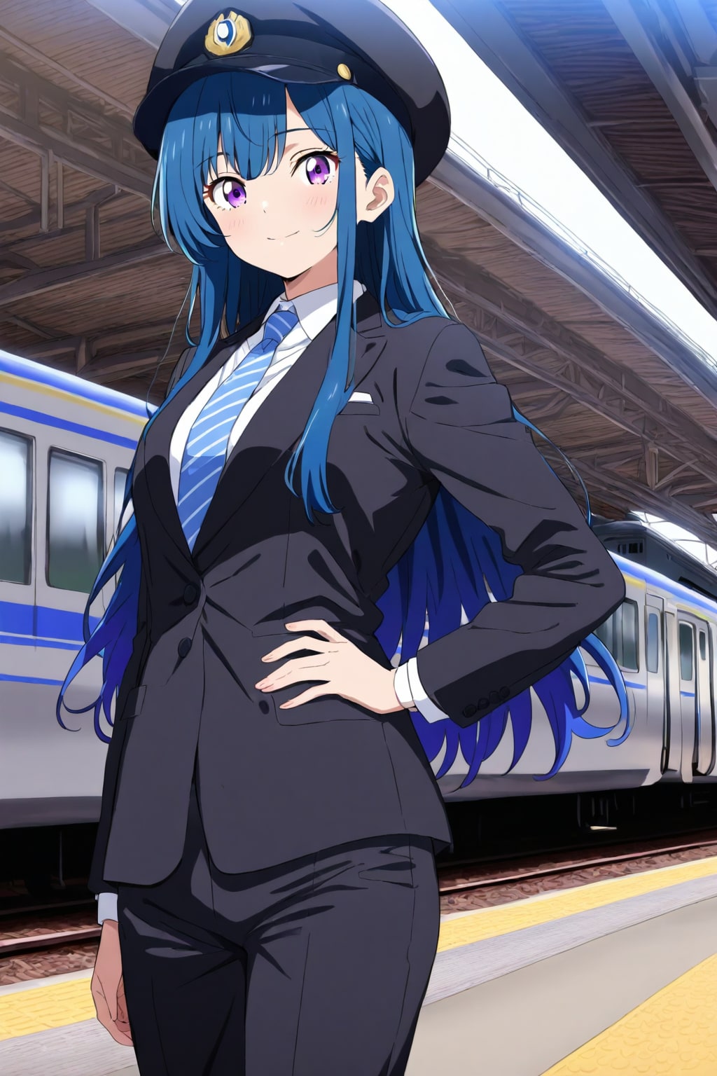 青髪の駅員さん