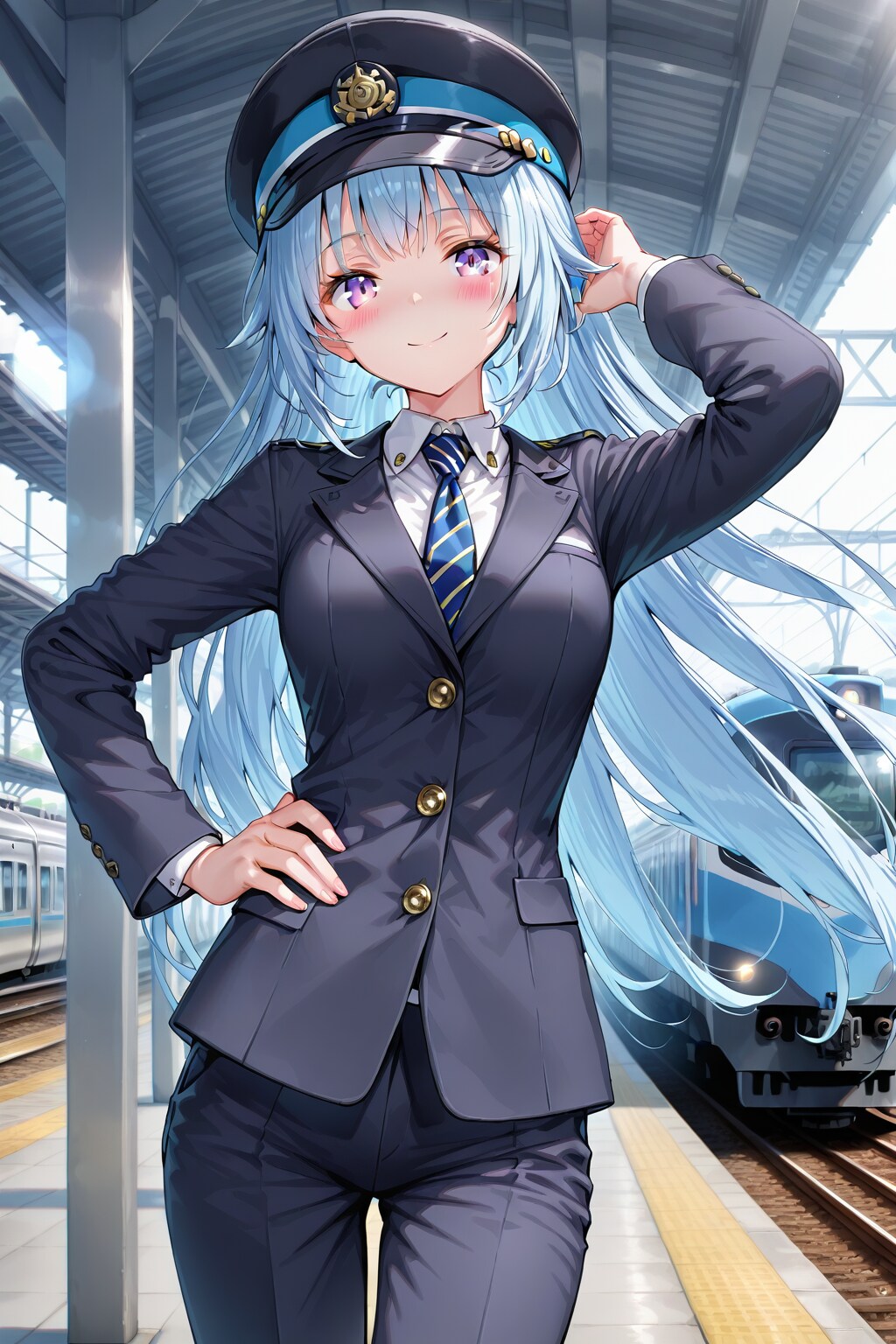 青髪の駅員さん