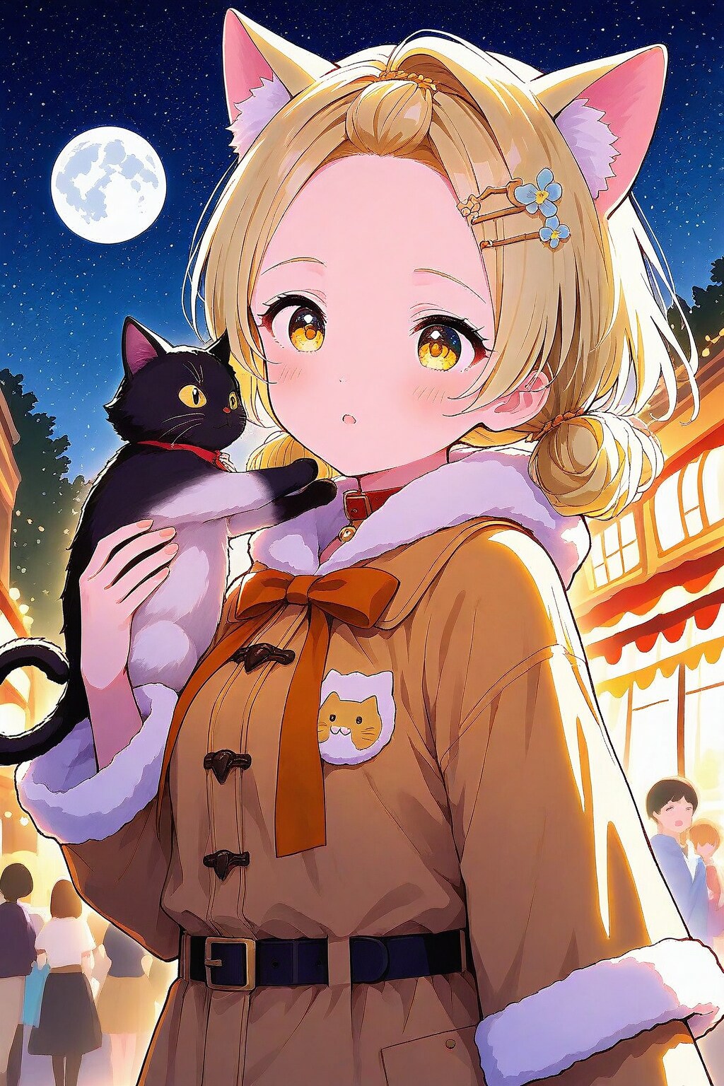 猫娘と月