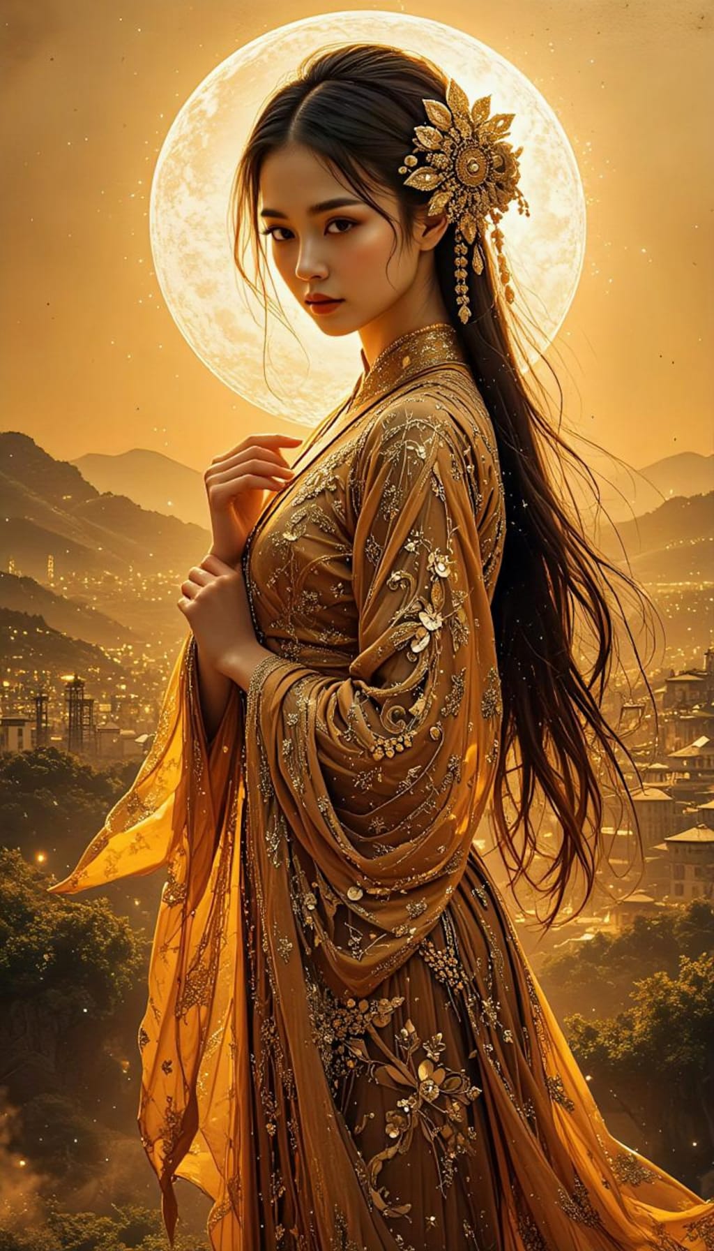 満月の古都に輝く黄金の美姫
