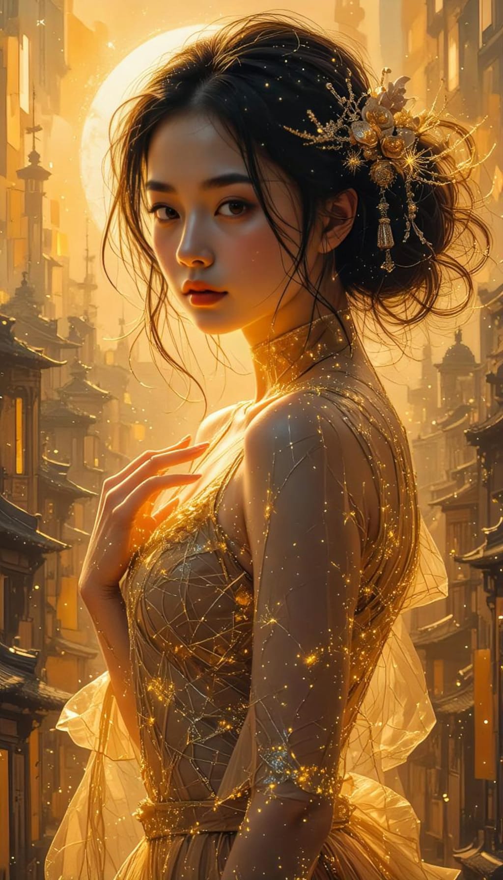 満月の古都に輝く黄金の美姫