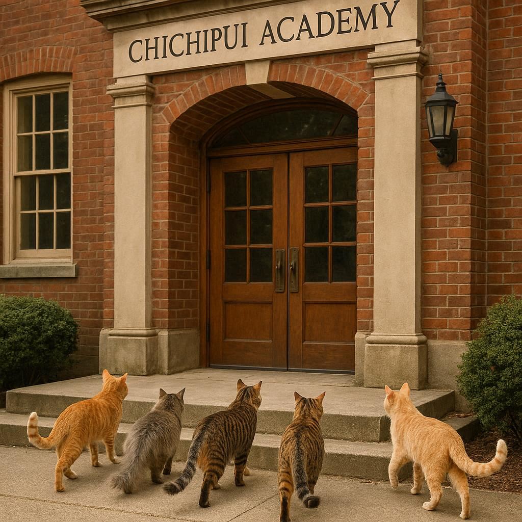 ちちぷい学園に入学する猫