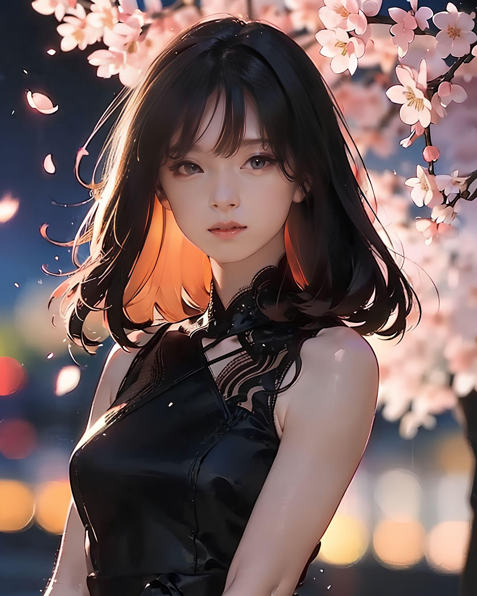 Cherry blossoms at night