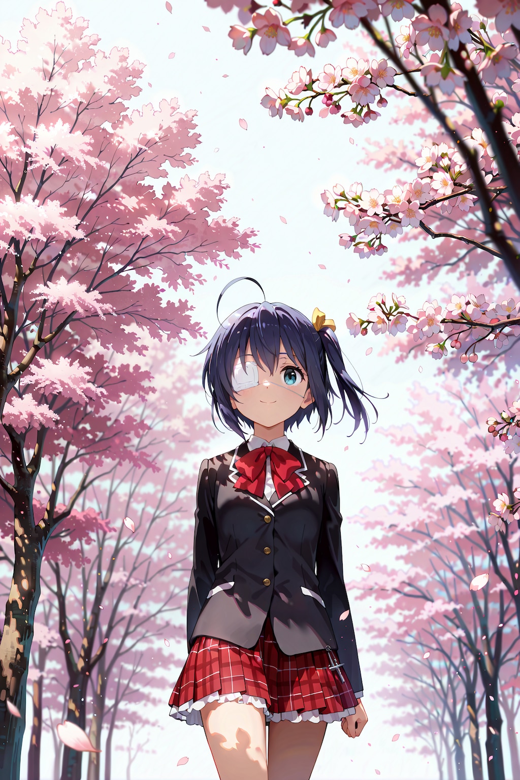 桜の下を気持ち良さそうに歩く小鳥遊六花