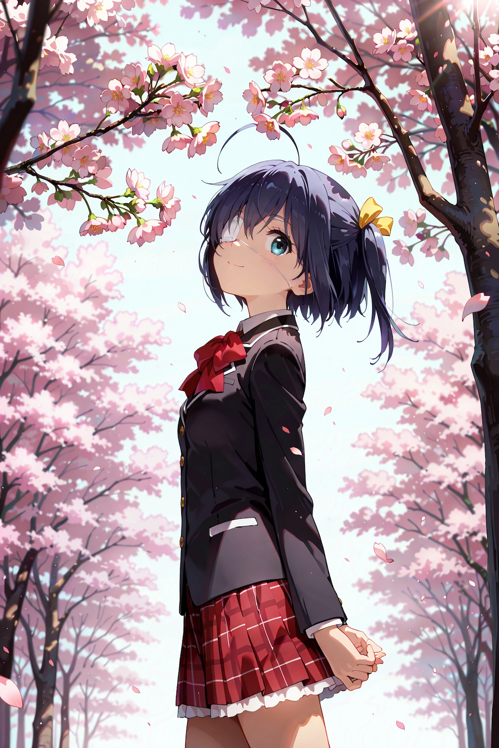 桜の下を気持ち良さそうに歩く小鳥遊六花