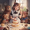 クマ耳メイドさんのバースデーケーキ 2枚目