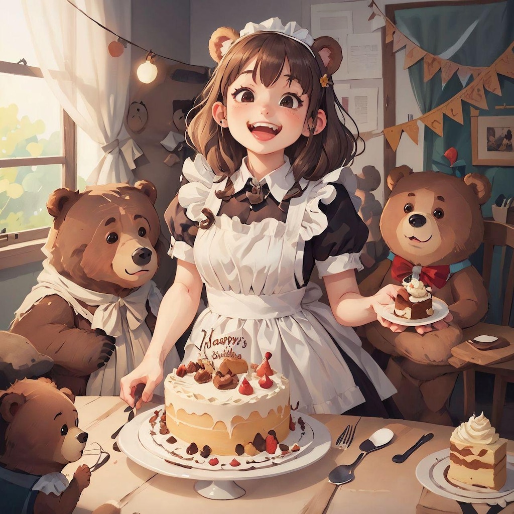 クマ耳メイドさんのバースデーケーキ