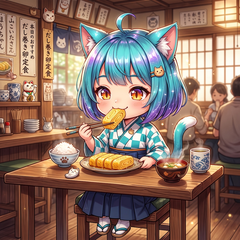 今日のお昼はだし巻き卵です