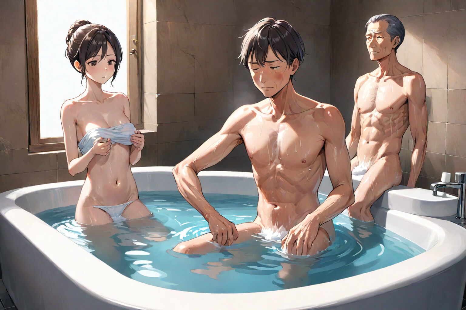 なんか兄がすねちゃって、結局3人で入ることになってしまった。なんでだろ？