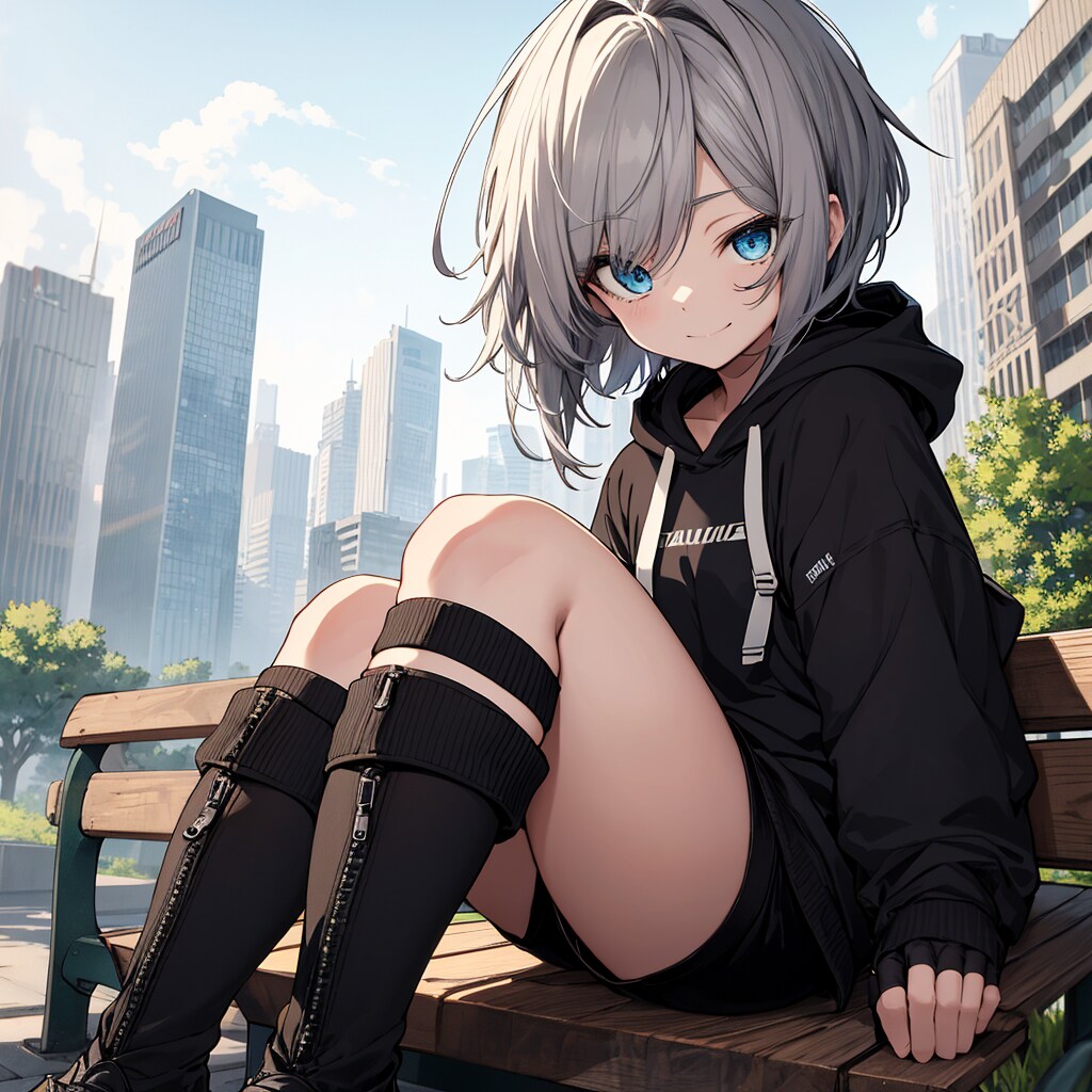 銀髪黒パーカーちゃん