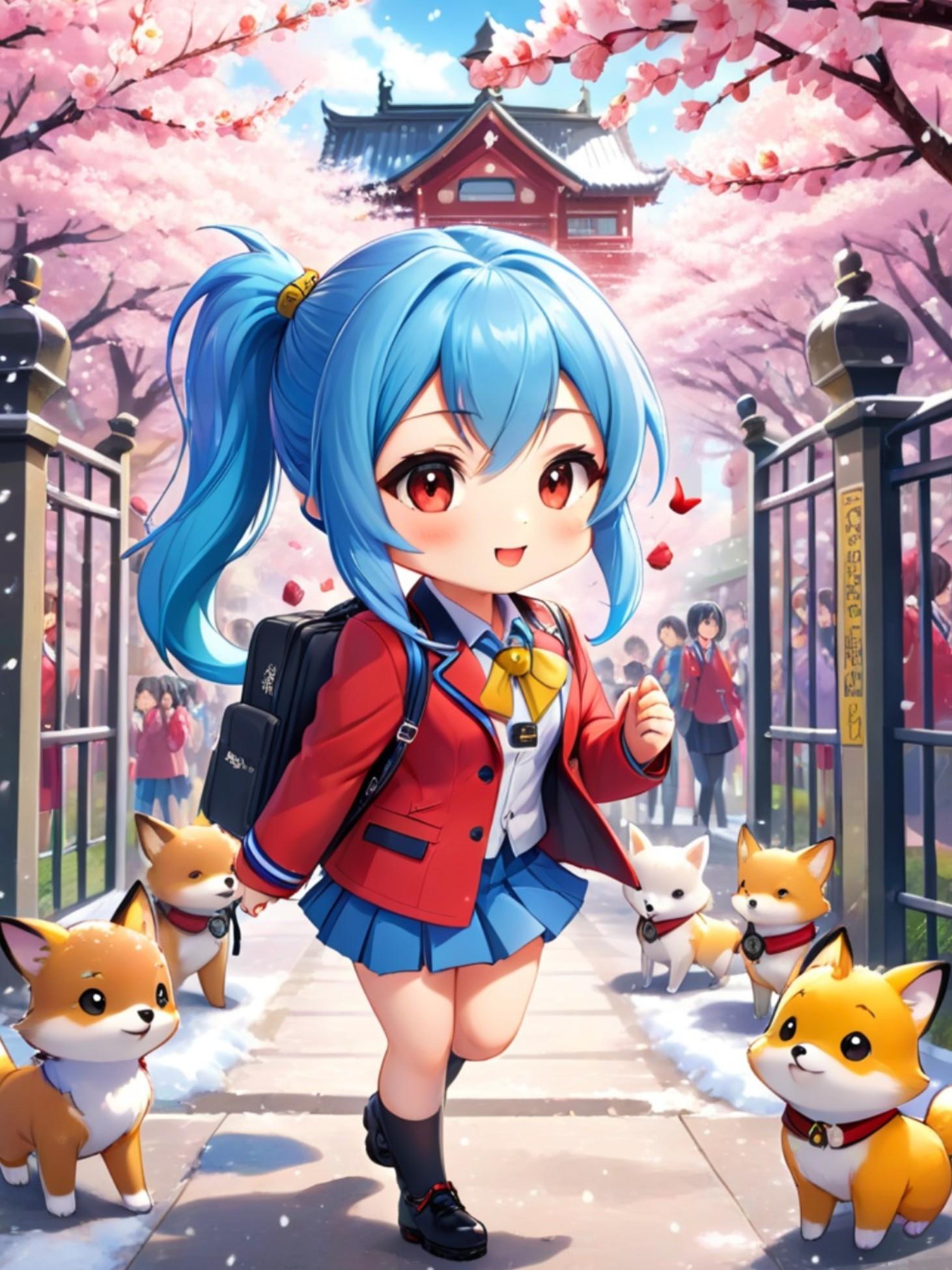 初登校の青髪ちゃん