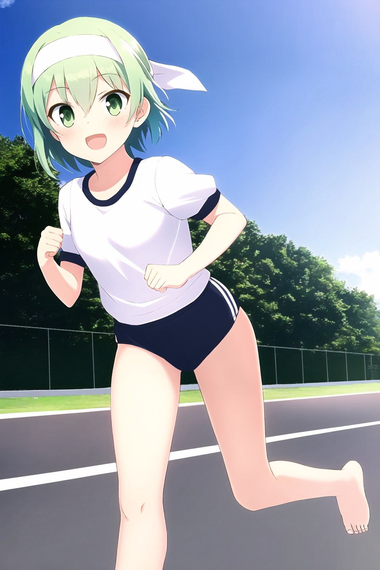 ブルマ+ハチマキ+裸足