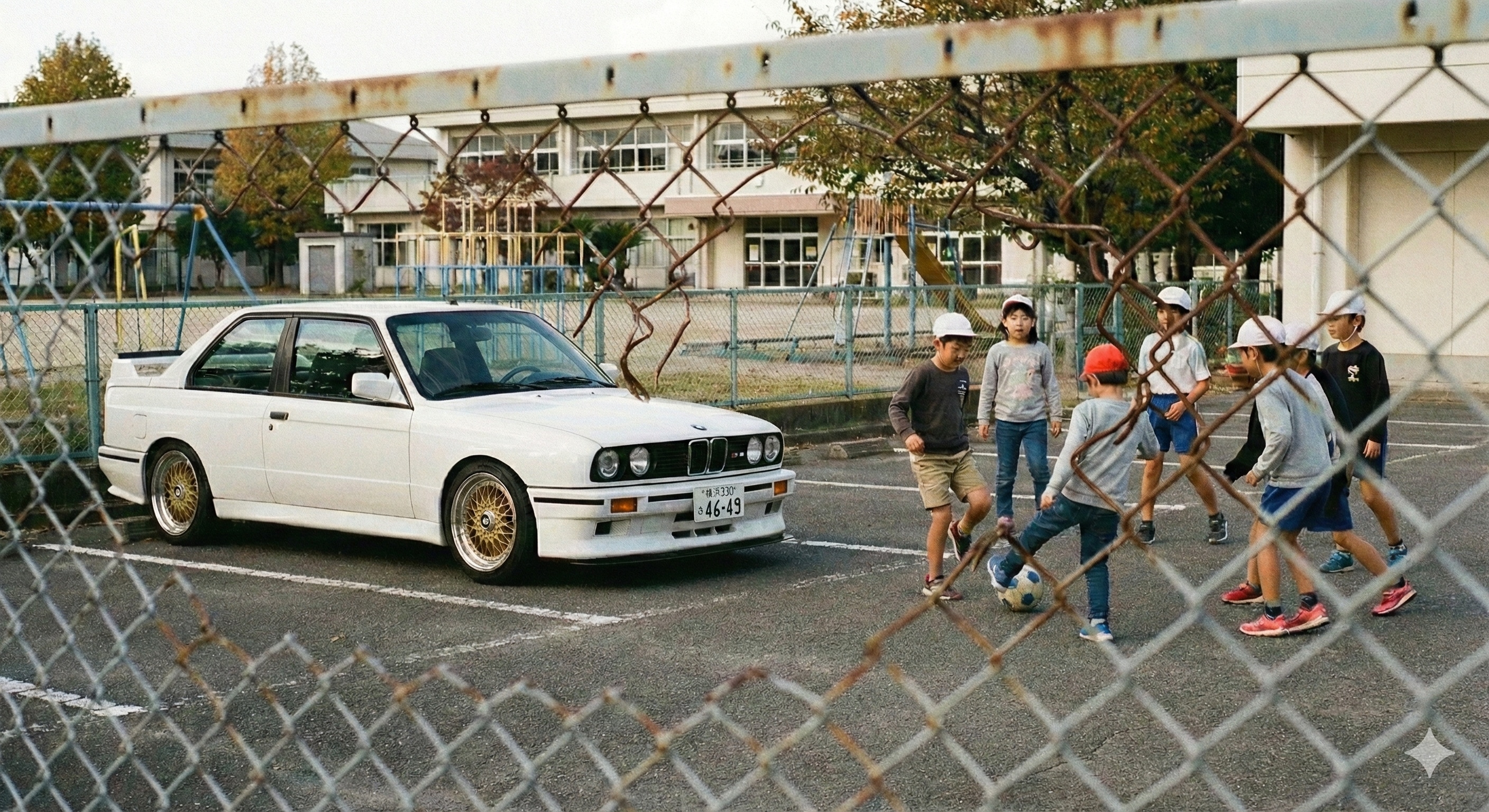 極上E30M3の側で恐れを知らぬ児童たち | の人気AIイラスト・グラビア