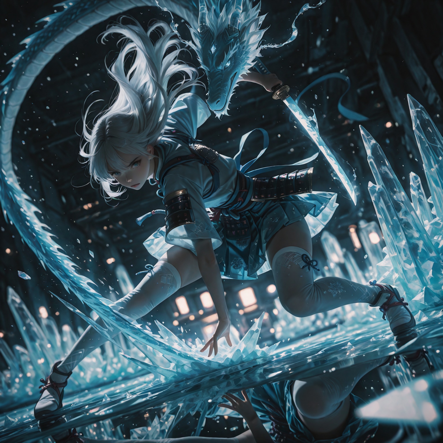 氷龍と鎧姫 | の人気AIイラスト・グラビア