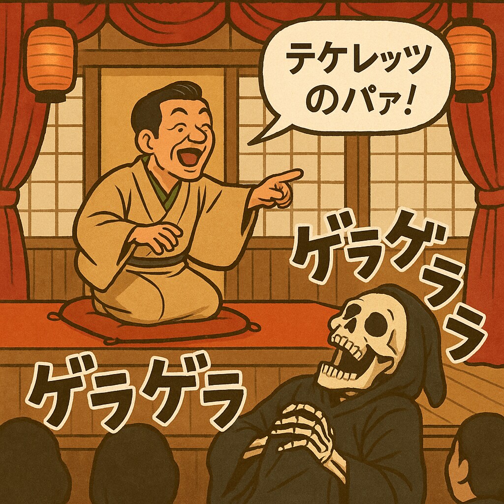 寄席で大笑いする死神