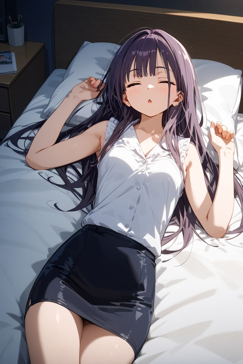 残業疲れでそのまま寝ちゃったOL