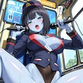 （BUBBLE＆CANDY＆COFFEEで昨日の投稿品の別展開）観光バスの一部を切り離しミニ戦闘メカ化して正義と戦う！バスガイド型ハイレグ女怪人達であったが？コクピットを乗っ取られイカ（逝）される💦 3枚目