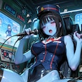 （BUBBLE＆CANDY＆COFFEEで昨日の投稿品の別展開）観光バスの一部を切り離しミニ戦闘メカ化して正義と戦う！バスガイド型ハイレグ女怪人達であったが？コクピットを乗っ取られイカ（逝）される💦 4枚目