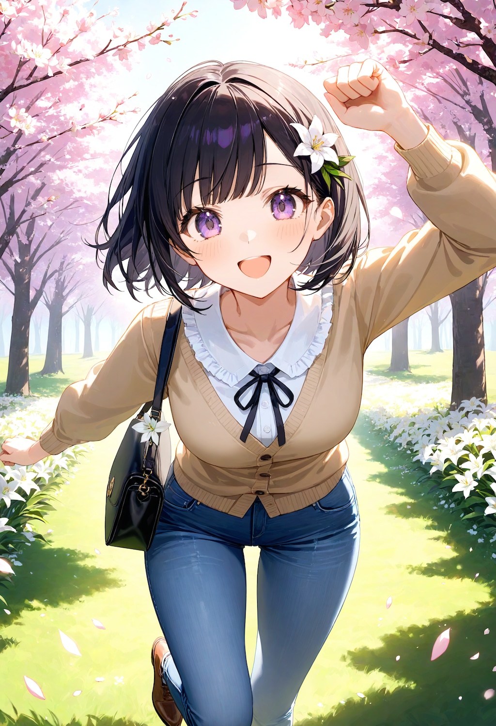 ガッツポーズをするひまり