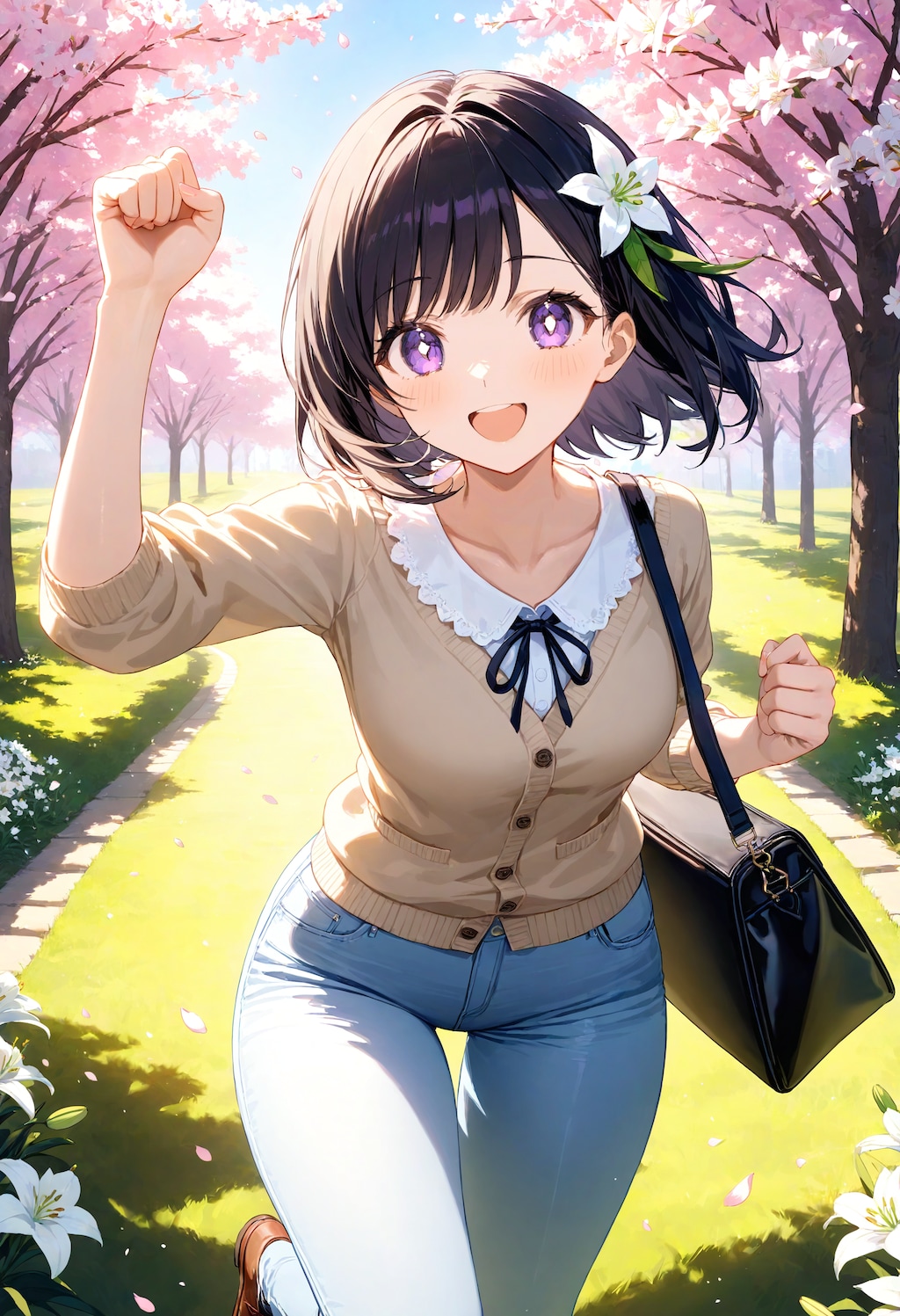 ガッツポーズをするひまり
