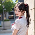 健全　ポニテ４　制服 2枚目