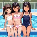 スク水混じりの水着少女達 2枚目