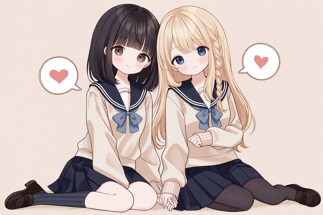 二人のJK223 | の人気AIイラスト・グラビア