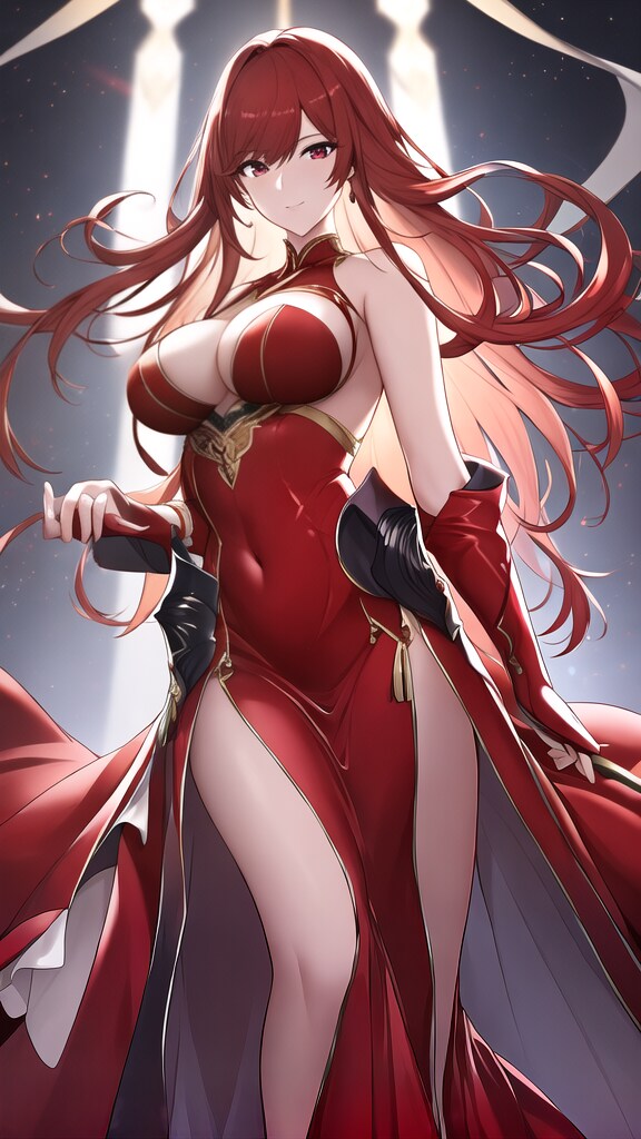 赤ドレス
