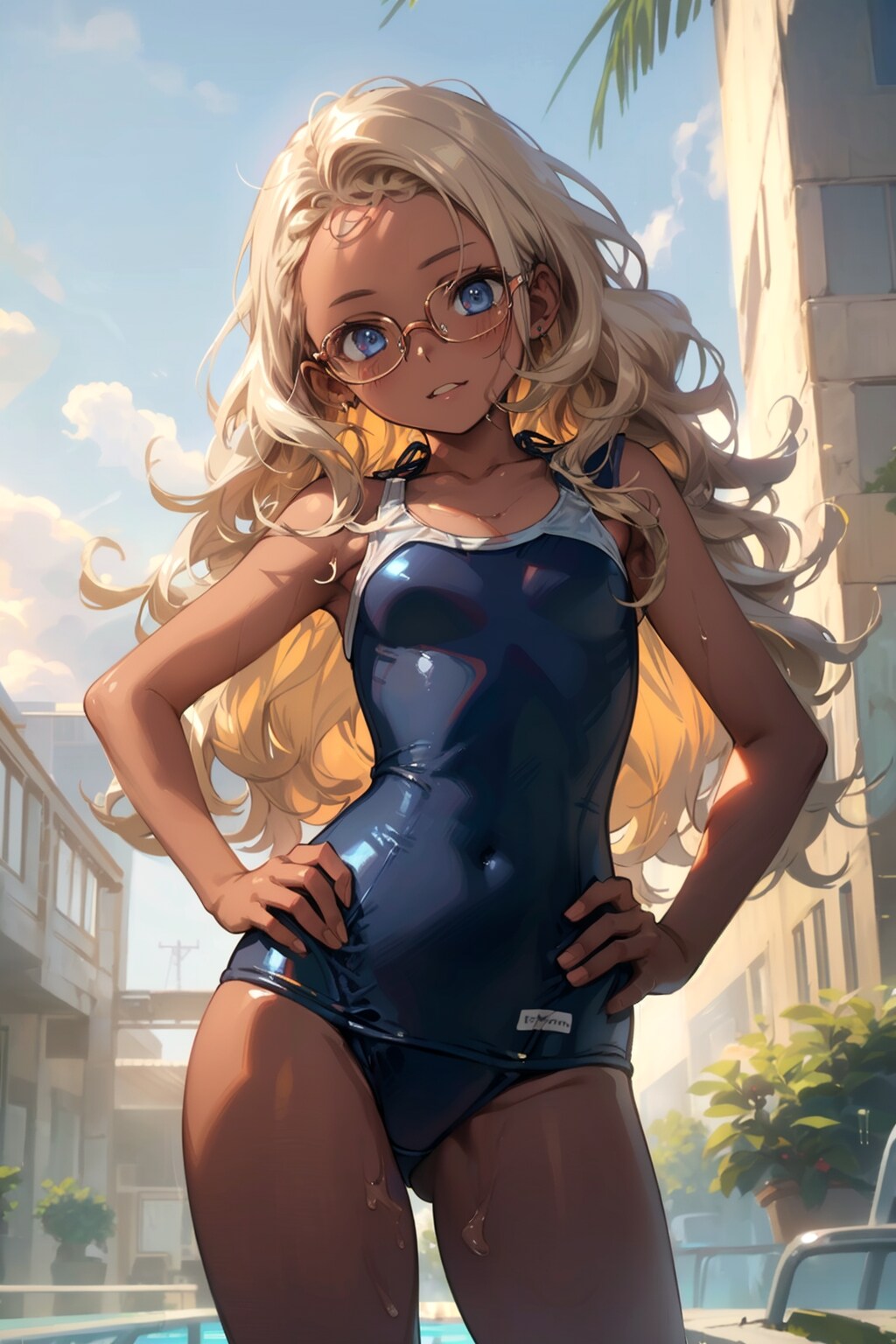 スク水の眼鏡っ娘