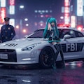 初音ミクとFBI GT-Rパトロールカーのドリ車 2枚目