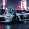 初音ミクとFBI GT-Rパトロールカーのドリ車 4枚目