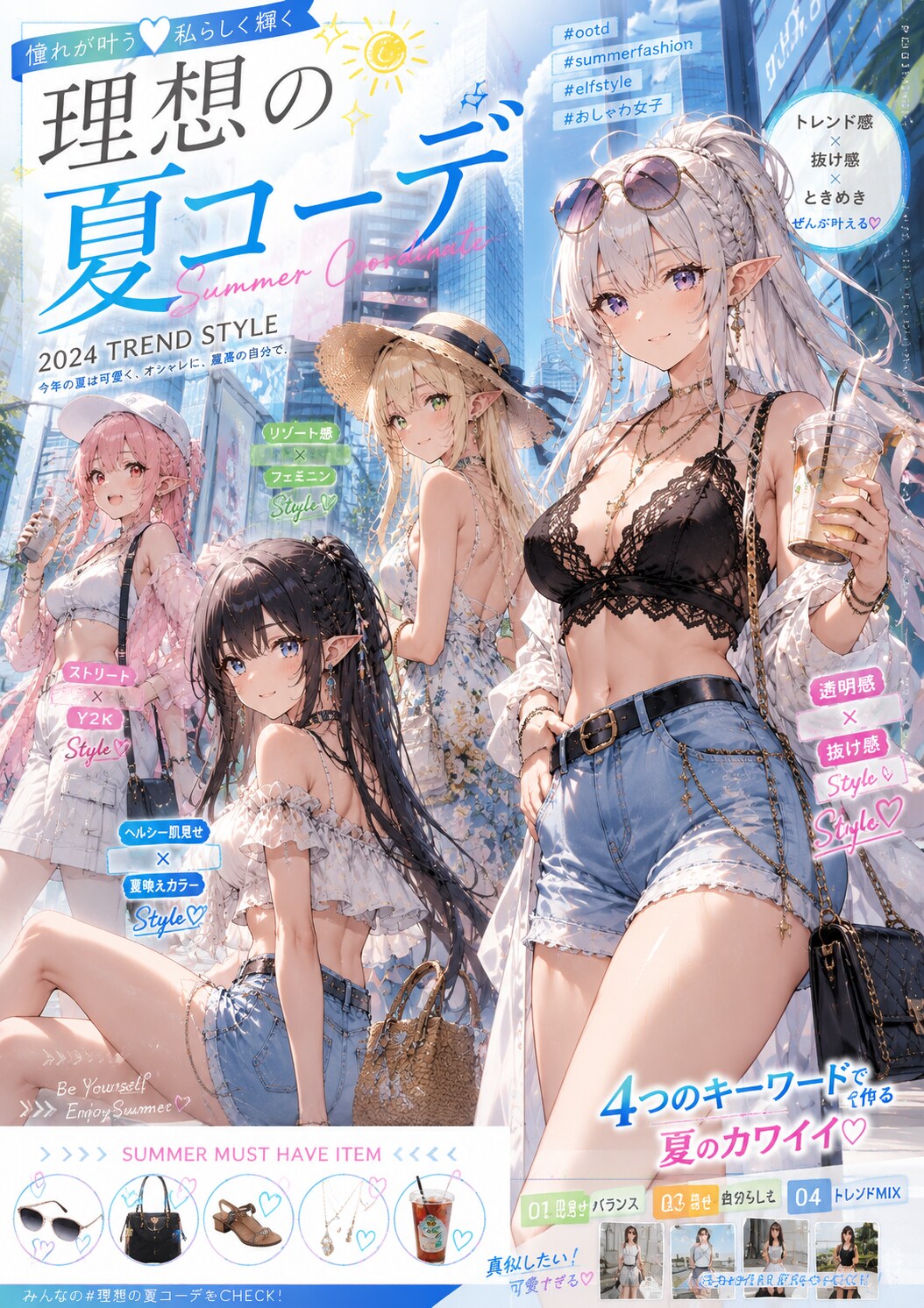 エルフの女の子達の夏トレンドファッションコレクション