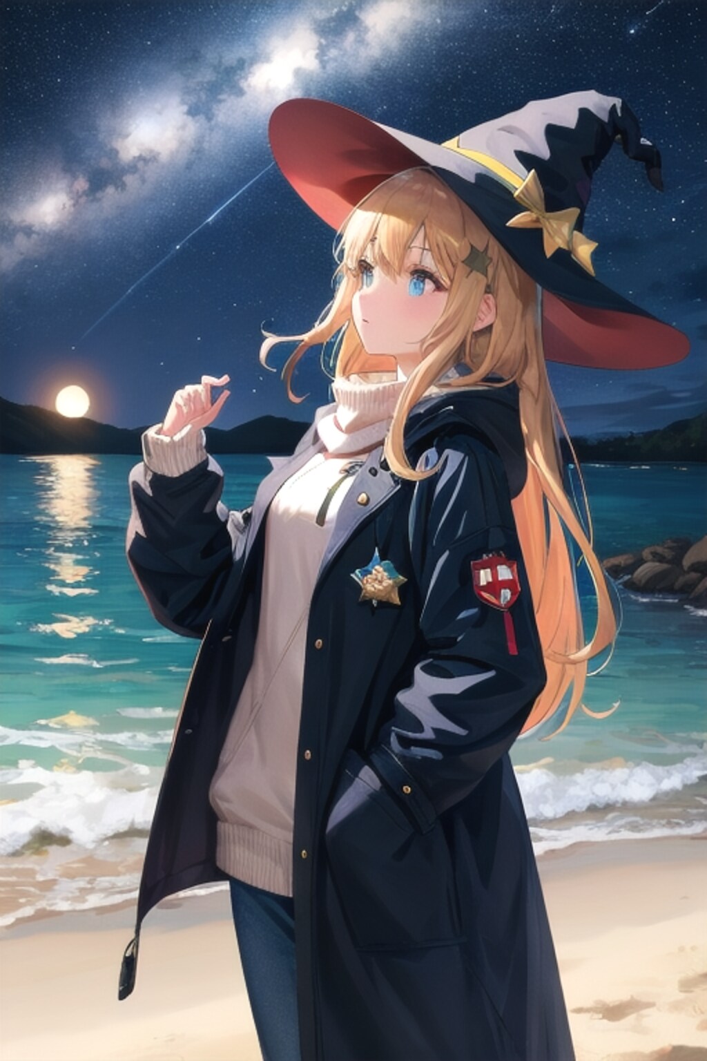 砂浜の魔女と星空