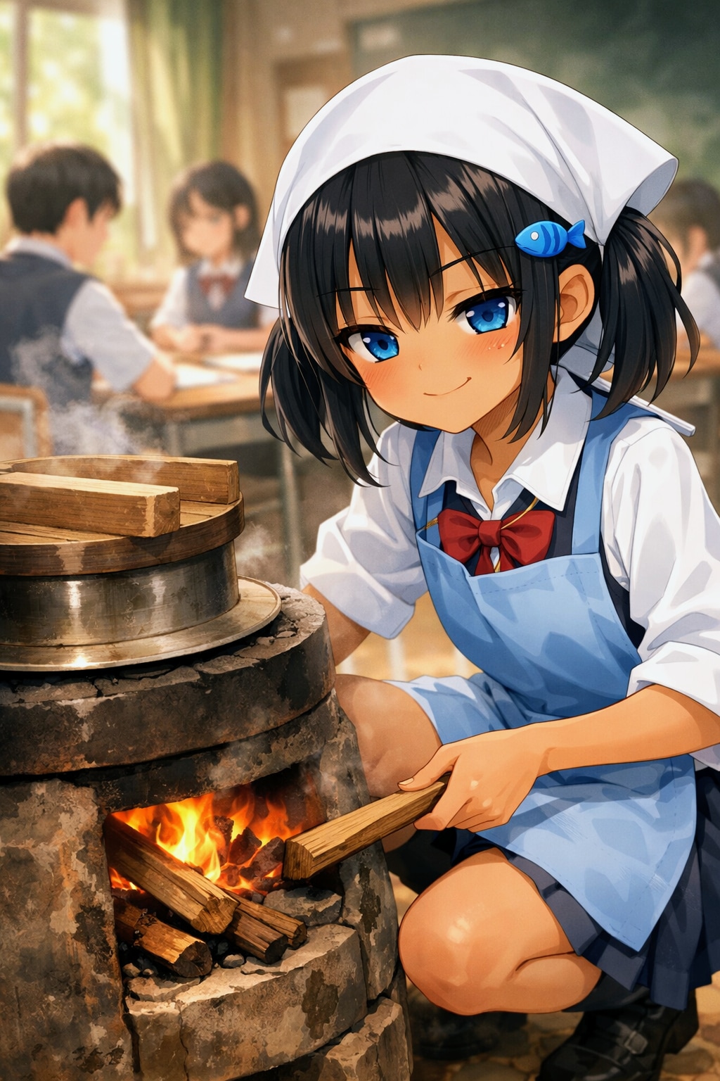 かまどで米を炊くこなつちゃん | の人気AIイラスト・グラビア