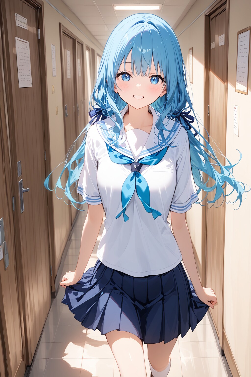 【春】青とピンクの少女 | の人気AIイラスト・グラビア