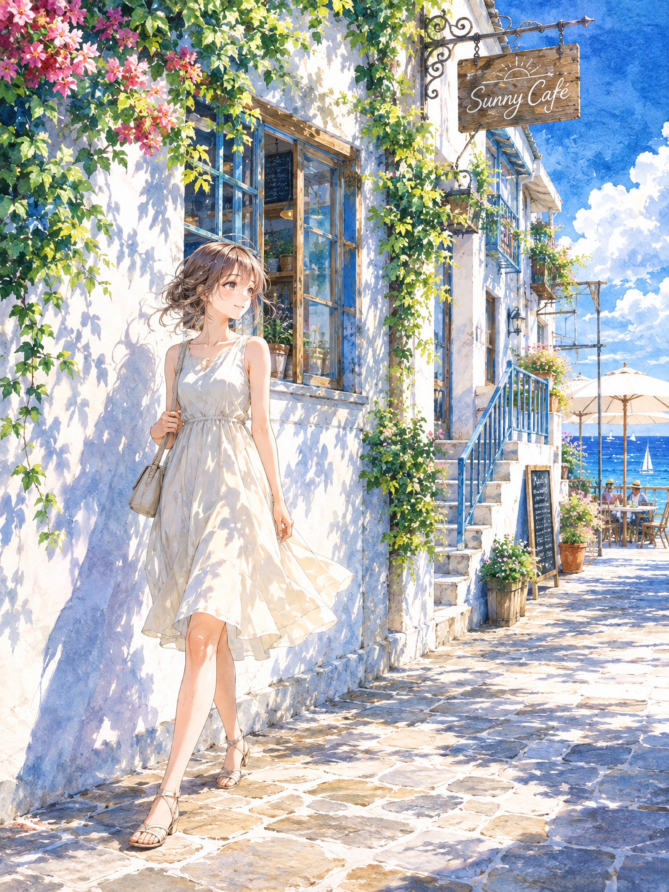 カモメがやってくる Sunny Café | の人気AIイラスト・グラビア