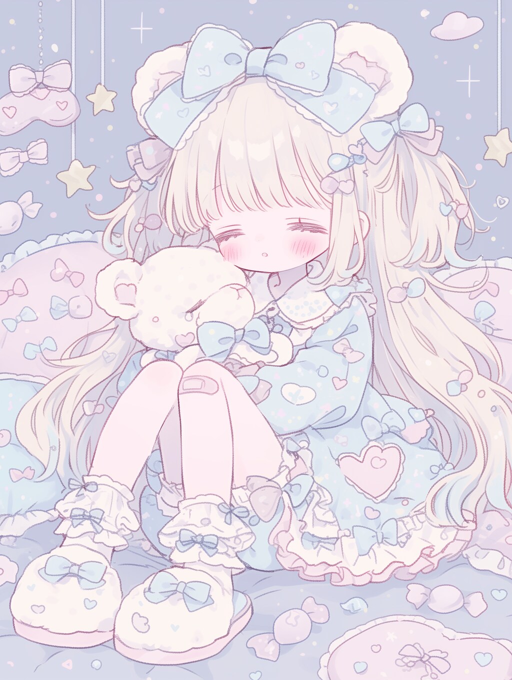 くまさんと眠たげガール