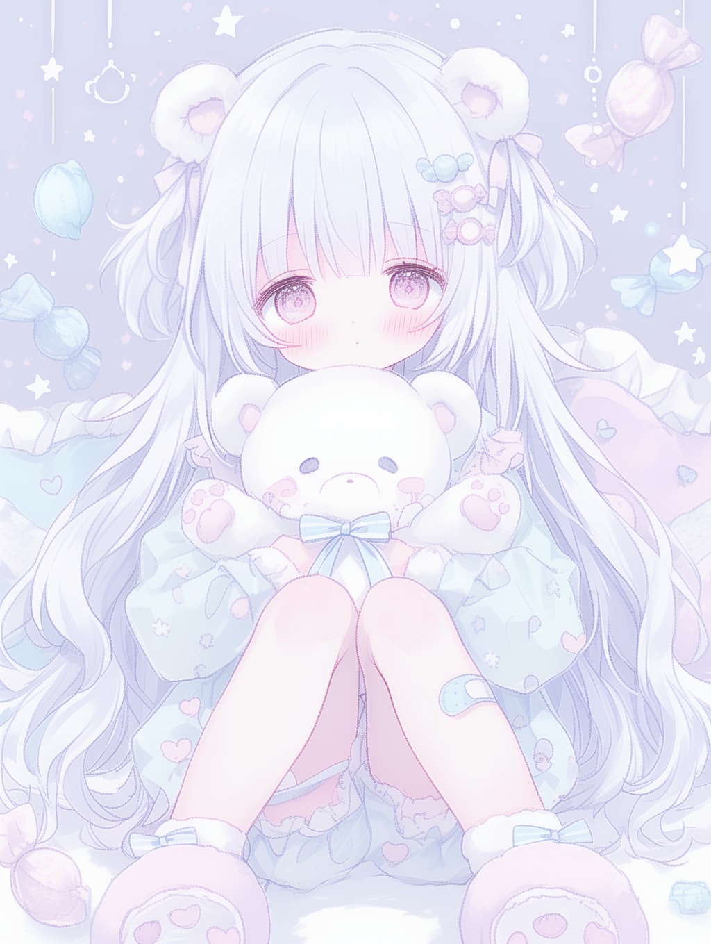 くまさんと眠たげガール