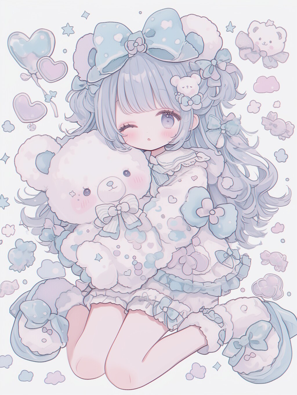 くまさんと眠たげガール