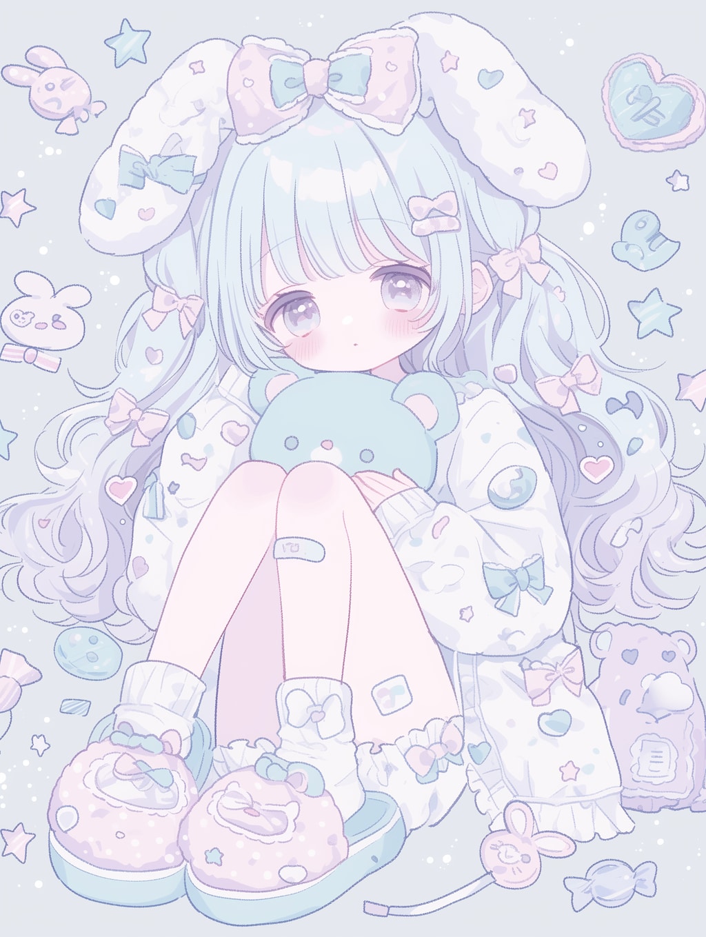 くまさんと眠たげガール