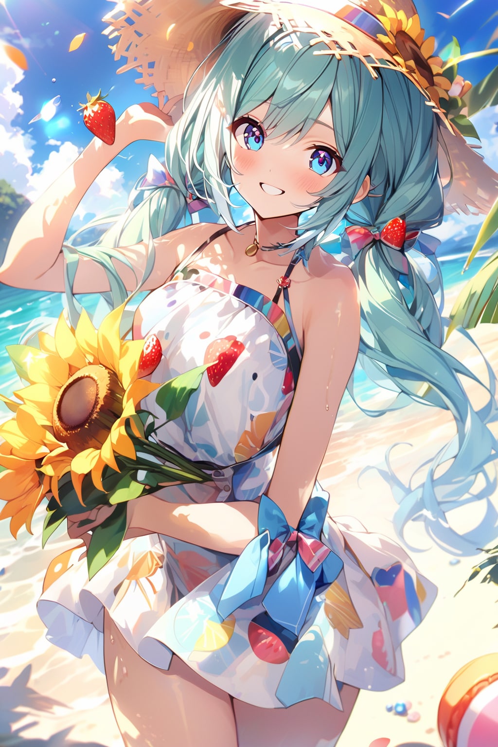 サマーアイドル　向日葵と海 | の人気AIイラスト・グラビア